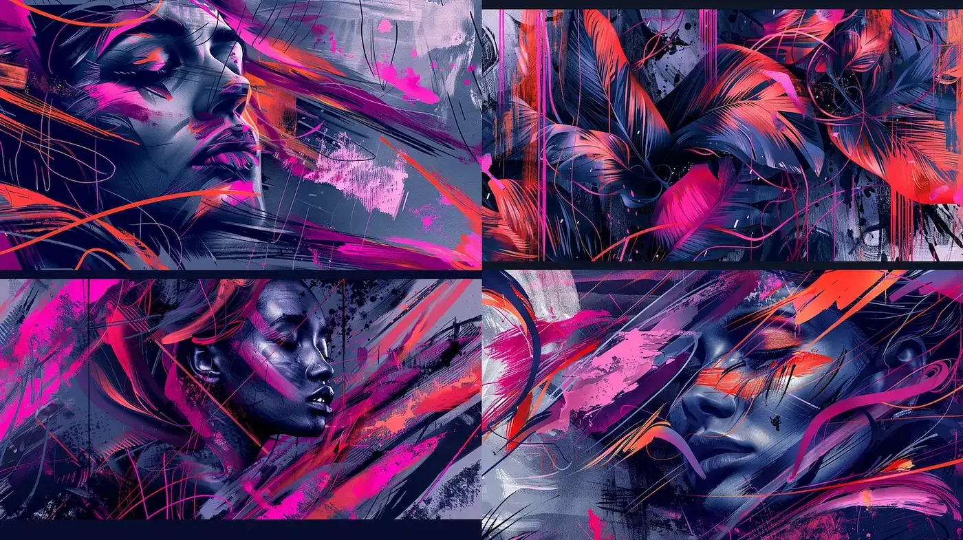 Vibrant and Expressive Abstract Portraits with Emotional Depth - Midjourney sref style