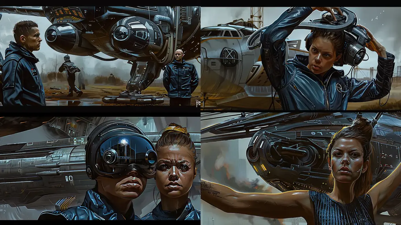 Futuristic sci-fi with a gritty realism - Midjourney sref style