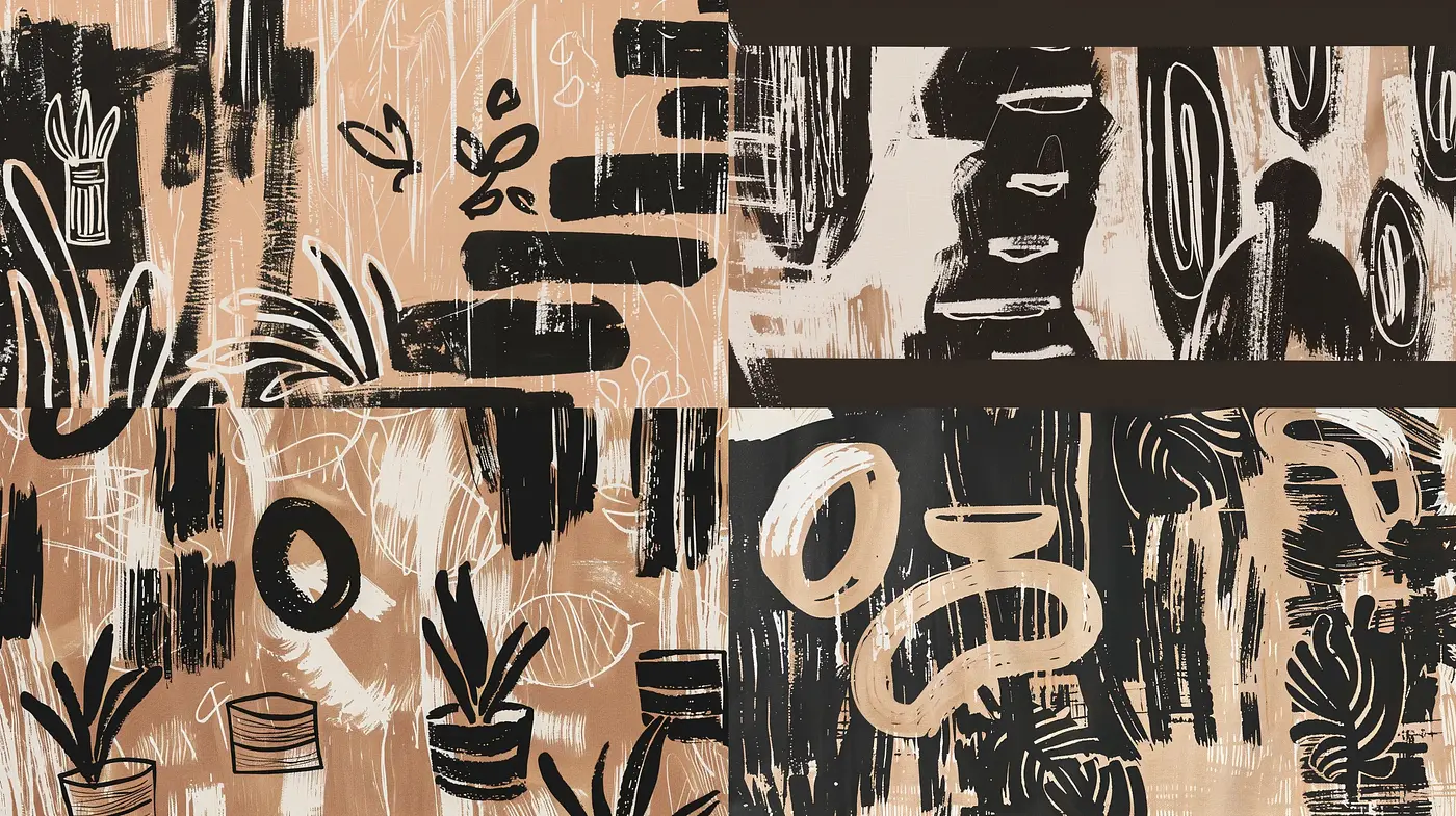 Abstract Earthy Textures Collage - Midjourney sref style