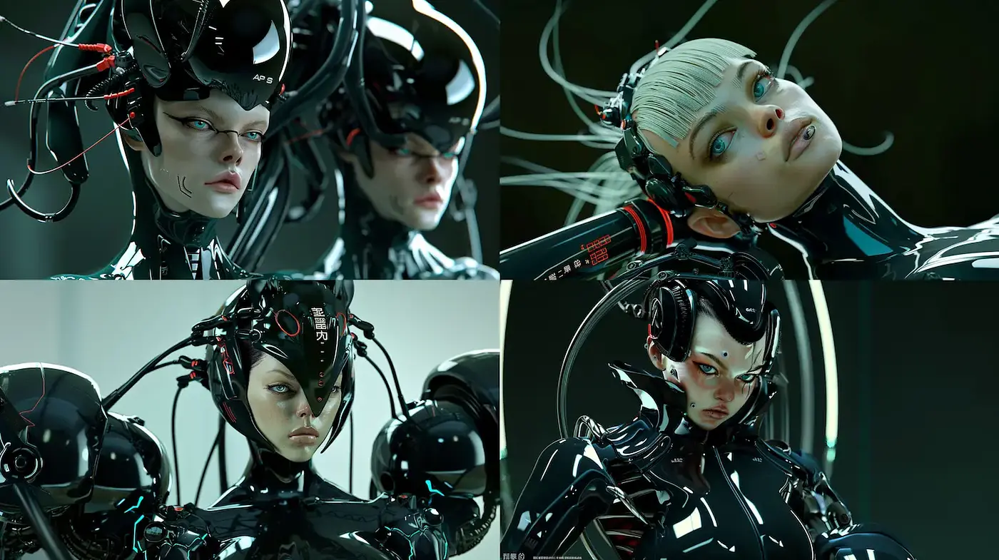 Futuristic Cybernetic Aesthetic with a Surreal Touch - Midjourney sref style