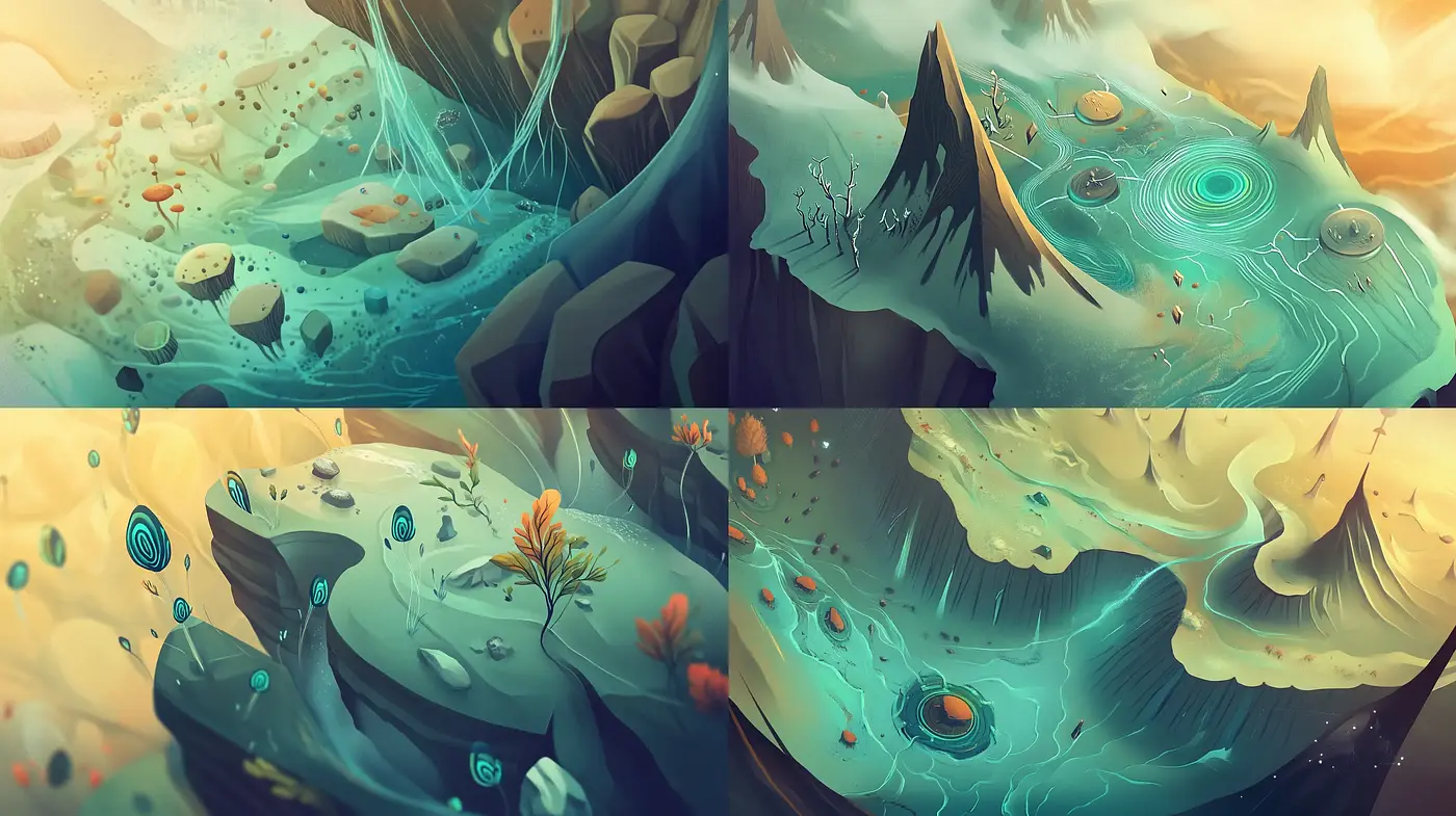 Ethereal Dreamscape Fusion with Surreal and Painterly Aesthetics - Midjourney sref style