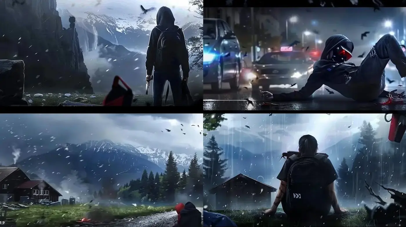 Dramatic and Atmospheric Digital Landscapes with Urban Elements - Midjourney sref style