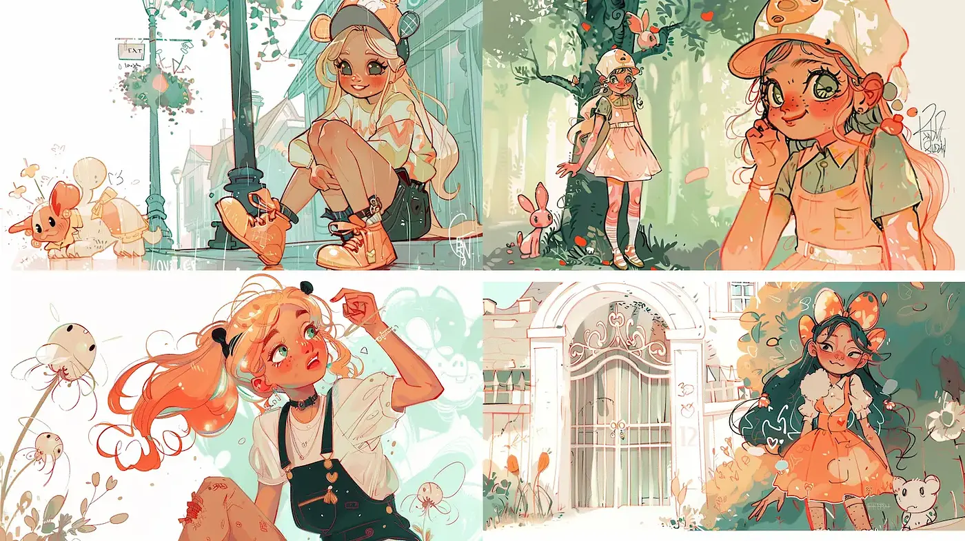 Charming and Playful Whimsical Illustrations with a Nature Theme - Midjourney sref style