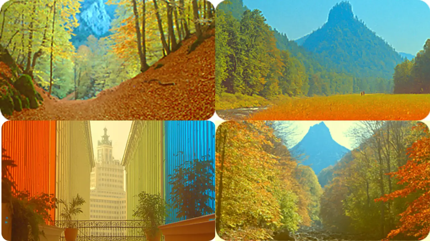 Vibrant Natural Landscapes with a Playful Retro Aesthetic - Midjourney sref style
