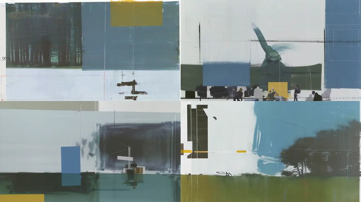 Abstract Expressionist Fusion with Contemporary Textural Overtones - Midjourney sref style