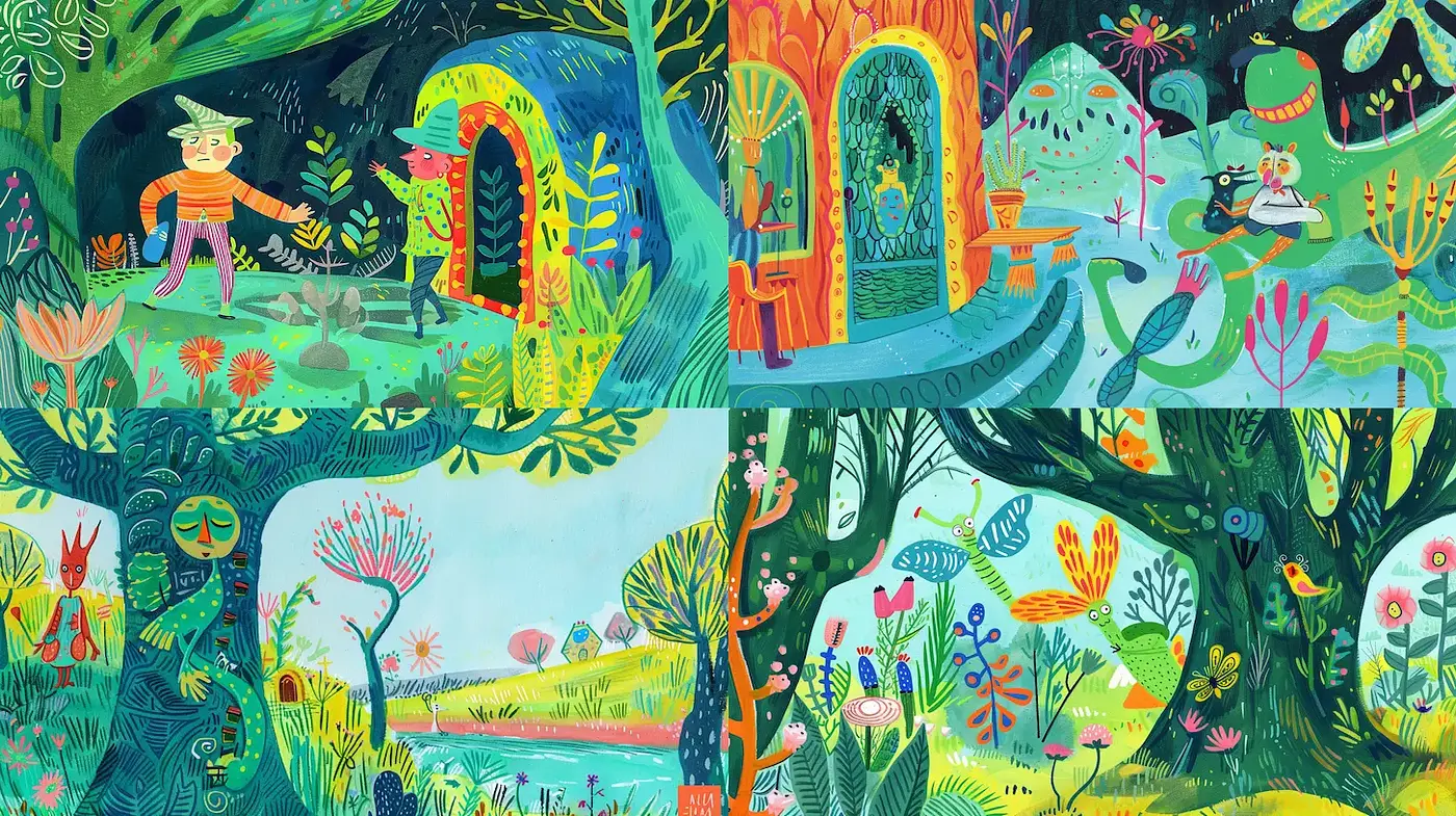 Whimsical and Vibrant Fantasy Landscape - Midjourney sref style
