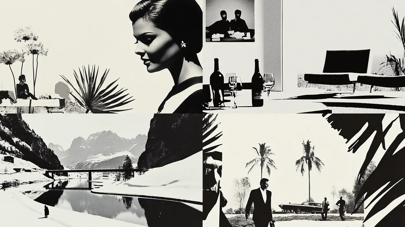 Monochromatic Retro Elegance: A Nostalgic Homage in Black and White - Midjourney sref style