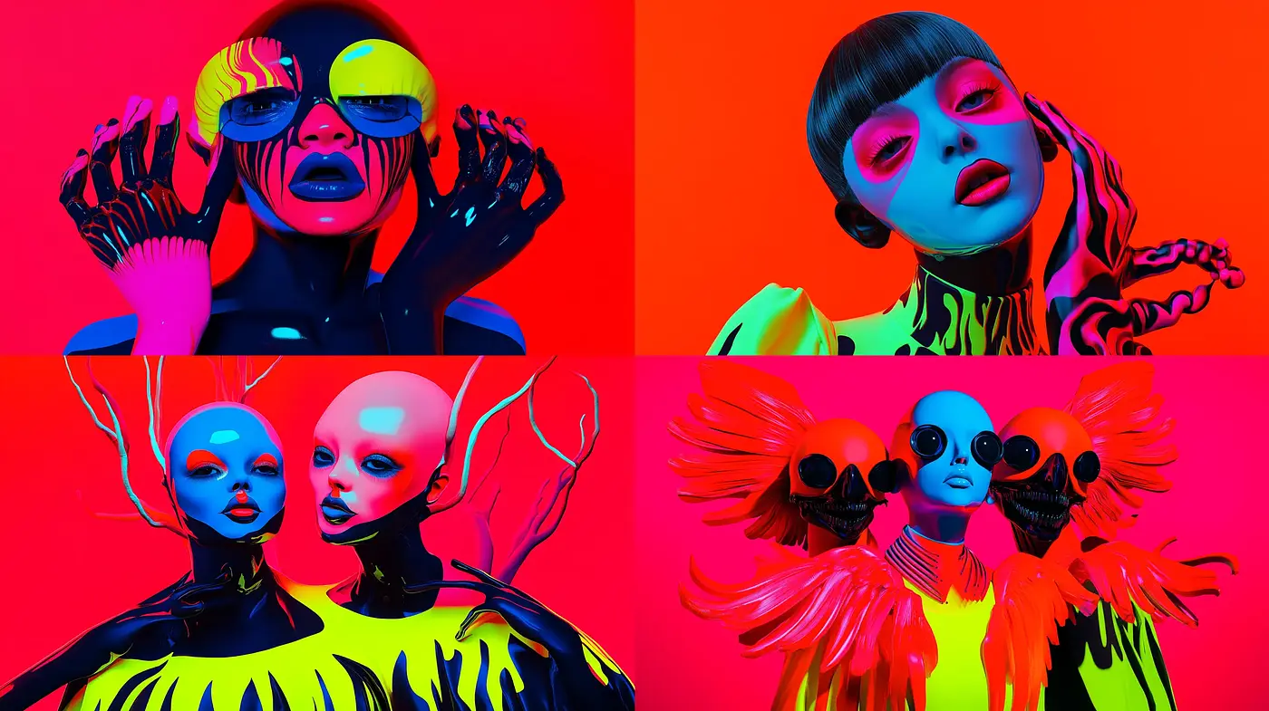 Vibrant Cyber Pop Portraiture Fusion - Midjourney sref style