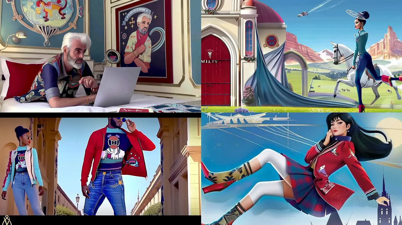Futuristic Retro Elegance with Dynamic Poses and Vivid Tones - Midjourney sref style