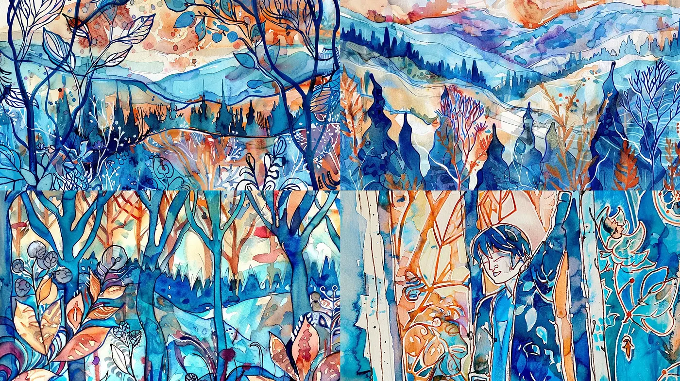 Aquatic Dreamscape: A Synthesis of Watercolor Elegance and Serene Harmony - Midjourney sref style