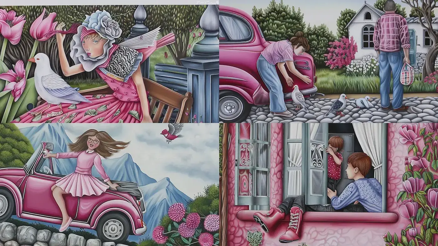 Colorful and Playful Depiction of Everyday Life with a Whimsical Touch - Midjourney sref style