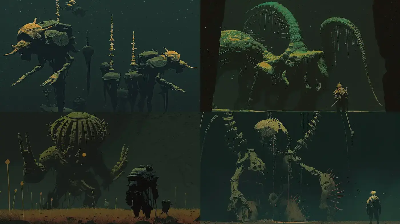 Ethereal Depths of Dark Sci-Fi Fantasia - Midjourney sref style
