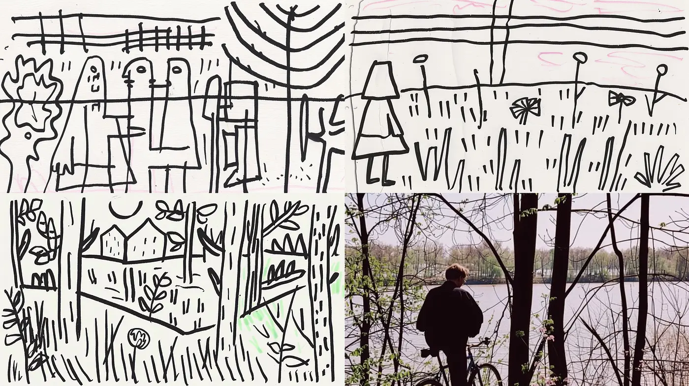 Stylized Monochromatic Sketches with a Touch of Whimsy - Midjourney sref style
