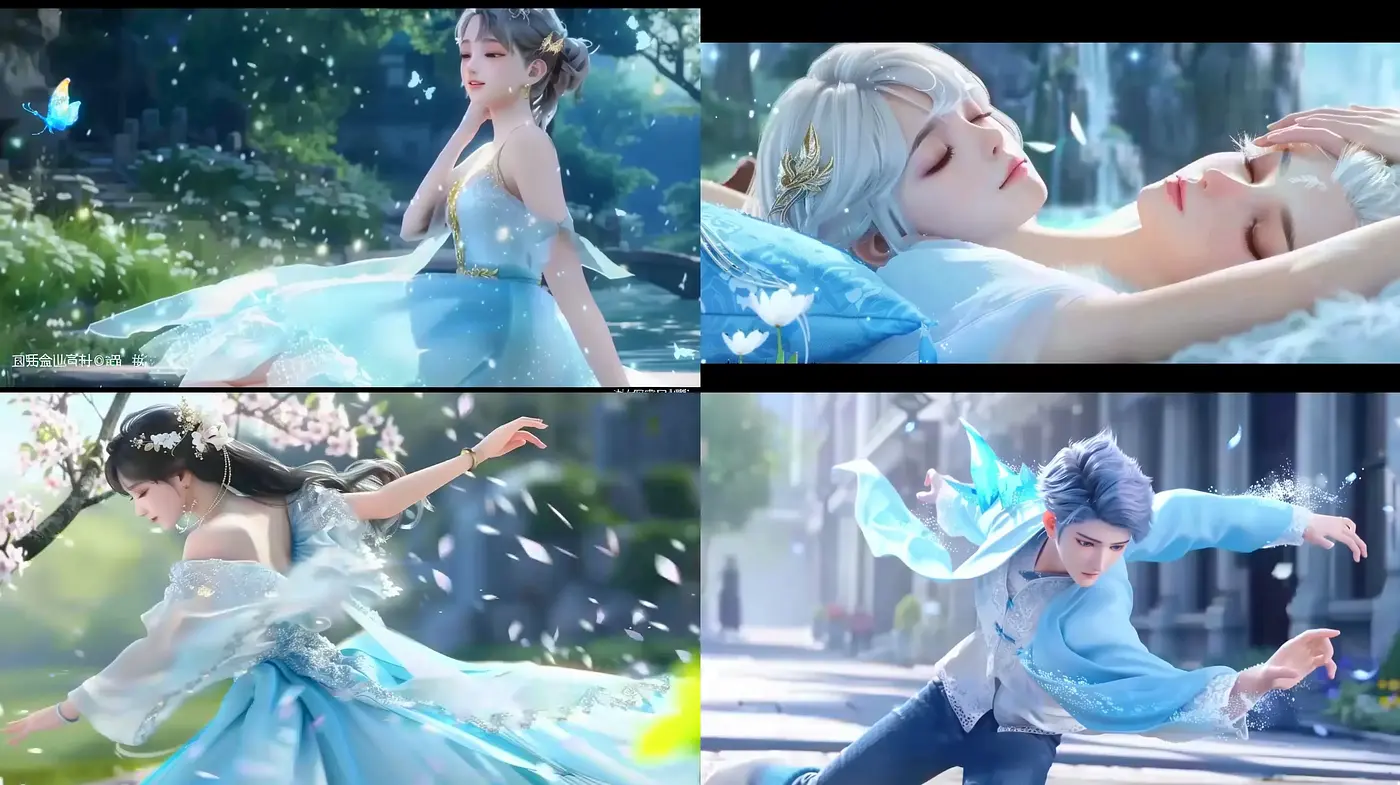 Ethereal Grace in Luminescent Blue: A Digital Fantasia Fusion - Midjourney sref style