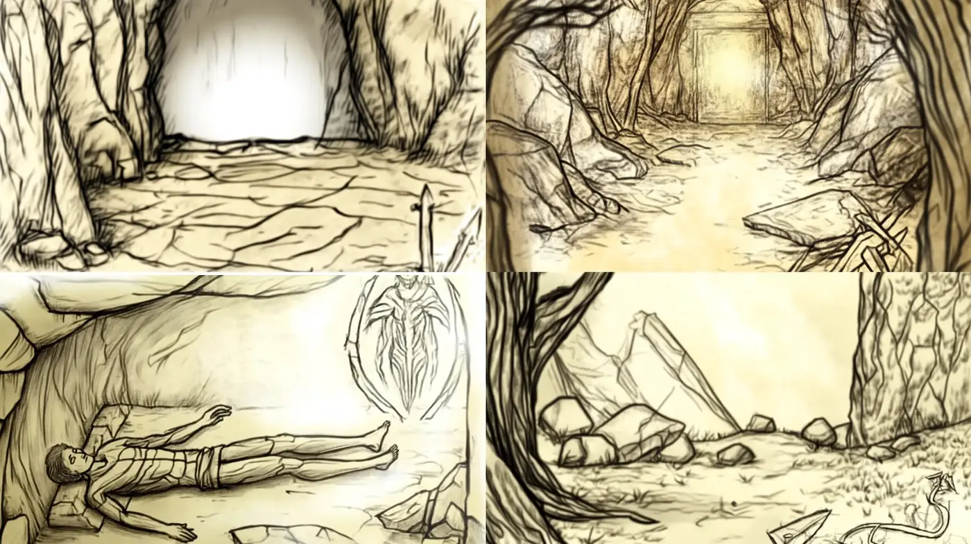 Sketchbook Fantasy: Ink and Parchment Tales - Midjourney sref style