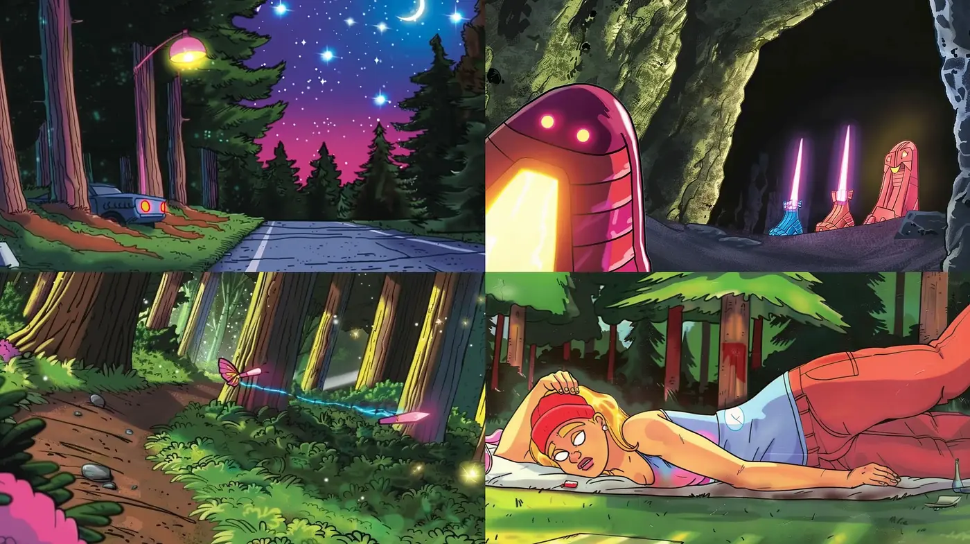 Luminous Nightscape Vignettes with Retrofuturistic Overtones - Midjourney sref style