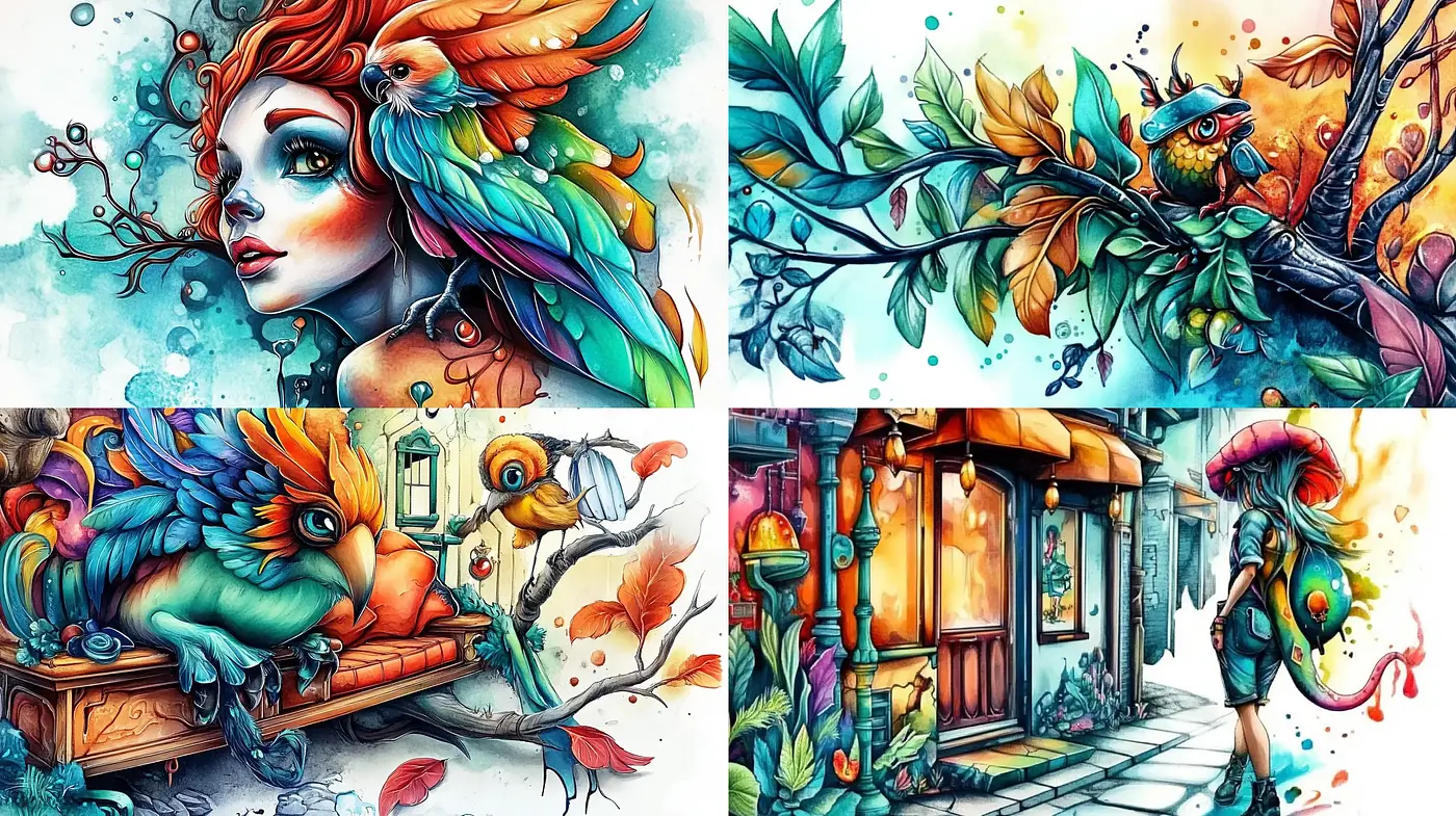 Vivid and Whimsical Artistic Expression with a Fantasy Twist - Midjourney sref style