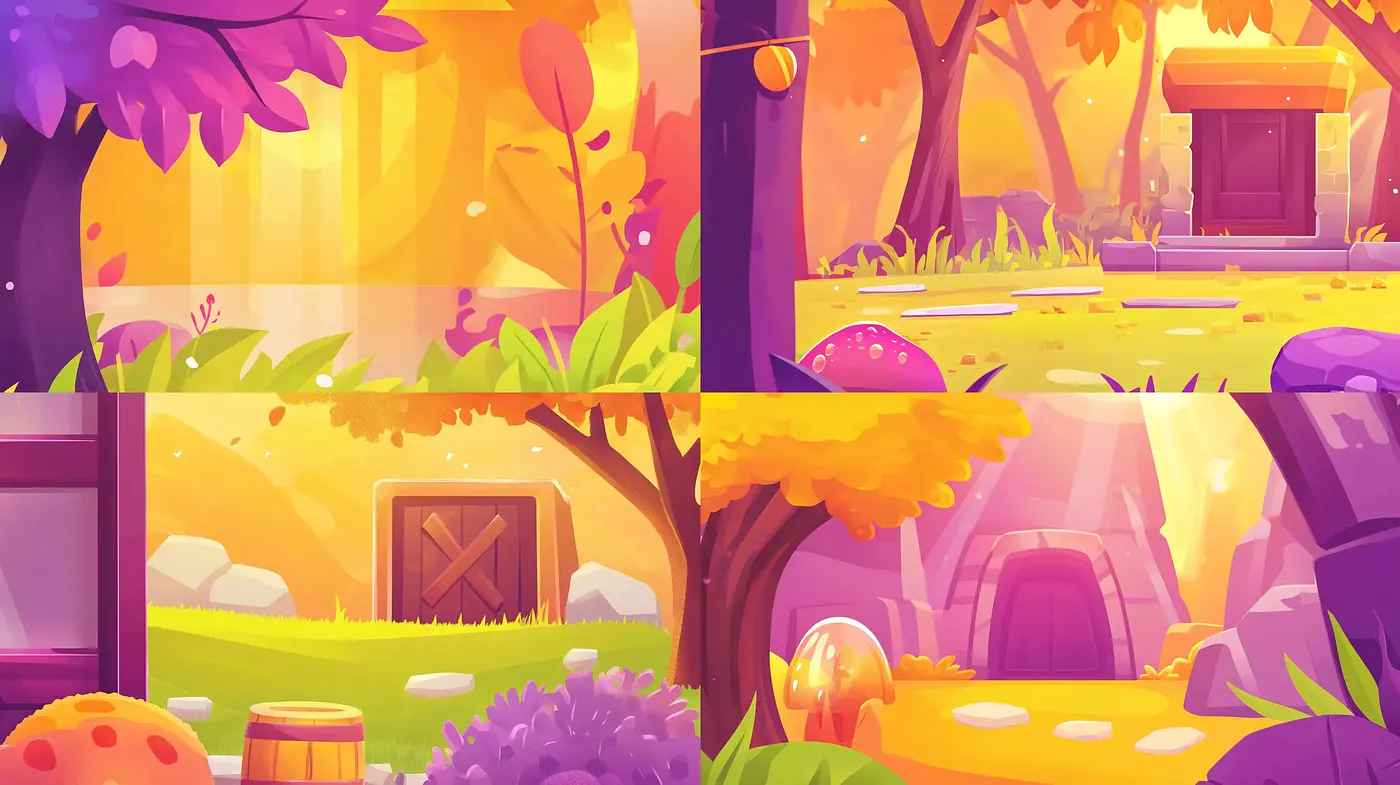 Serene Harmony of Sunset Hues in Stylized Illustration - Midjourney sref style