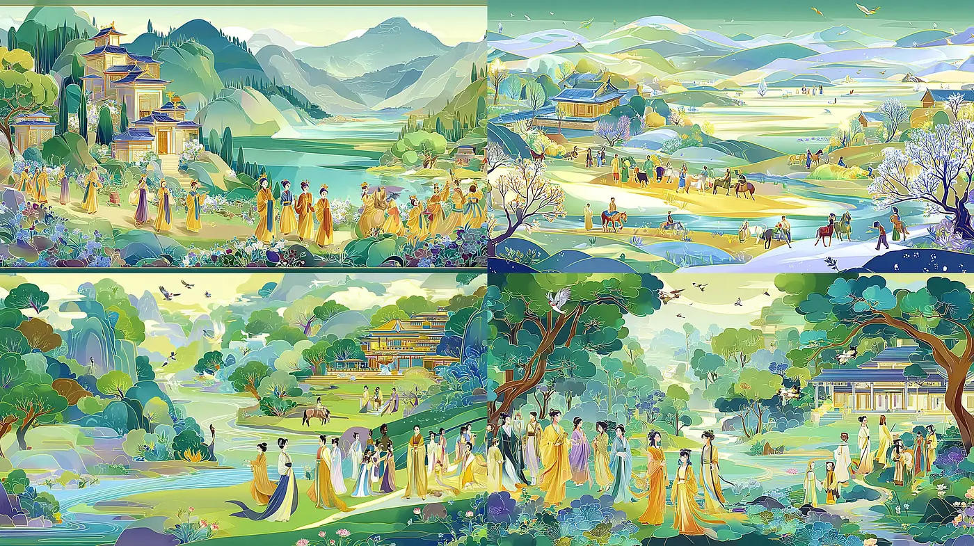 Harmonious and Elegant Landscape with Cultural Allure - Midjourney sref style
