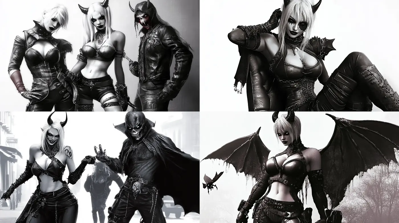 Monochromatic Gothic Fantasy Fusion - Midjourney sref style