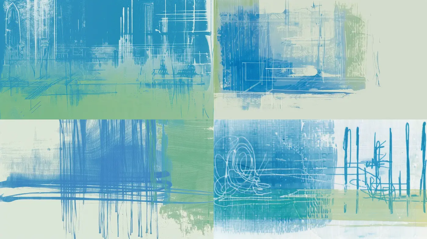Abstract Expressionist Brushwork in Cool Aquatic Tones - Midjourney sref style