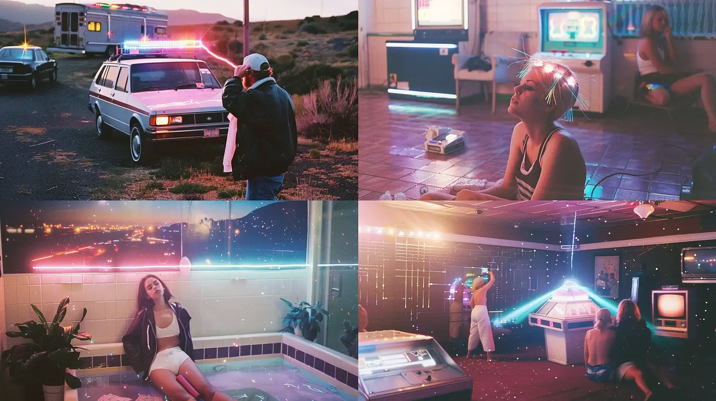 Retro-Futuristic Neon Dreamscape - Midjourney sref style