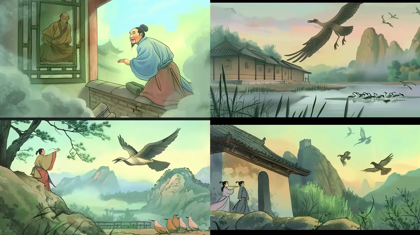 Tranquil Dawn: Elegance of East Asian Traditional Painting - Midjourney sref style