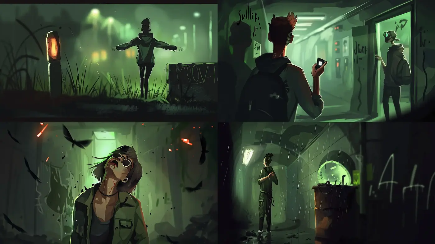 Mystic Dystopian Scenes with Surreal Undertones - Midjourney sref style