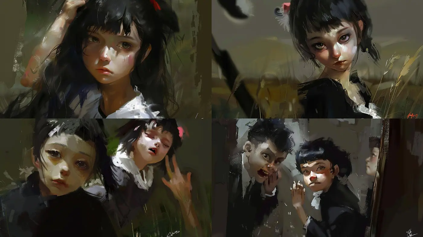 Ethereal Brushstrokes and Monochromatic Melancholy: A Melding of Impressionism and Modern Portraiture - Midjourney sref style