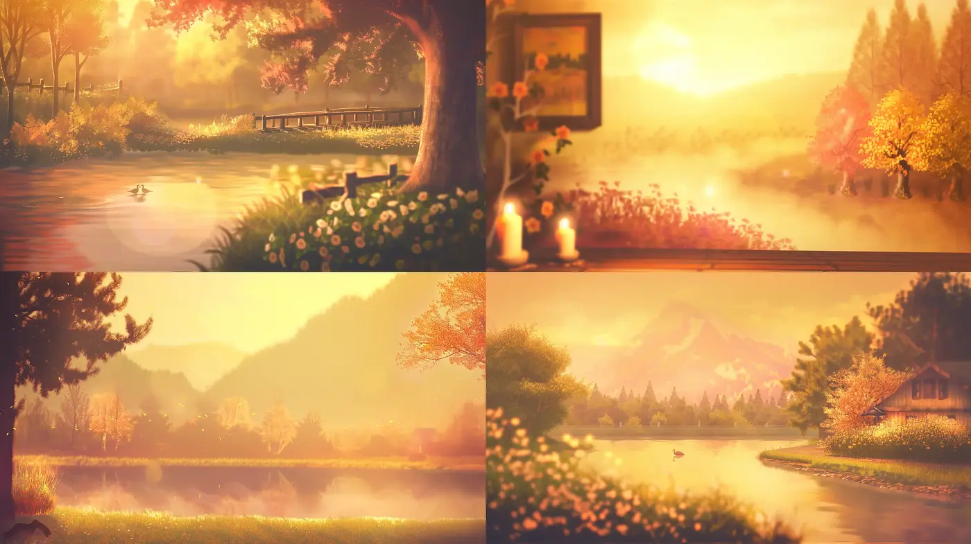 Luminous Pastoral Serenity: A Symphony of Warm Hues and Soft Textures - Midjourney sref style