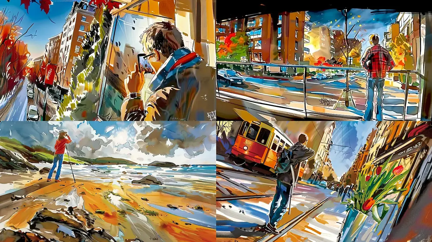 Dynamic and Expressive Urban Landscapes with a Playful Vibe - Midjourney sref style