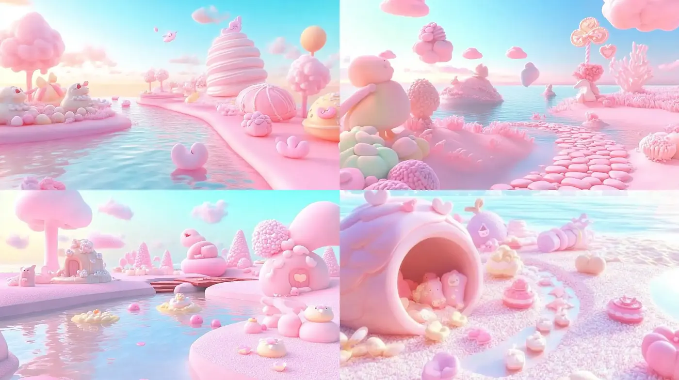 Dreamlike Candy-Colored Surreal Landscapes - Midjourney sref style