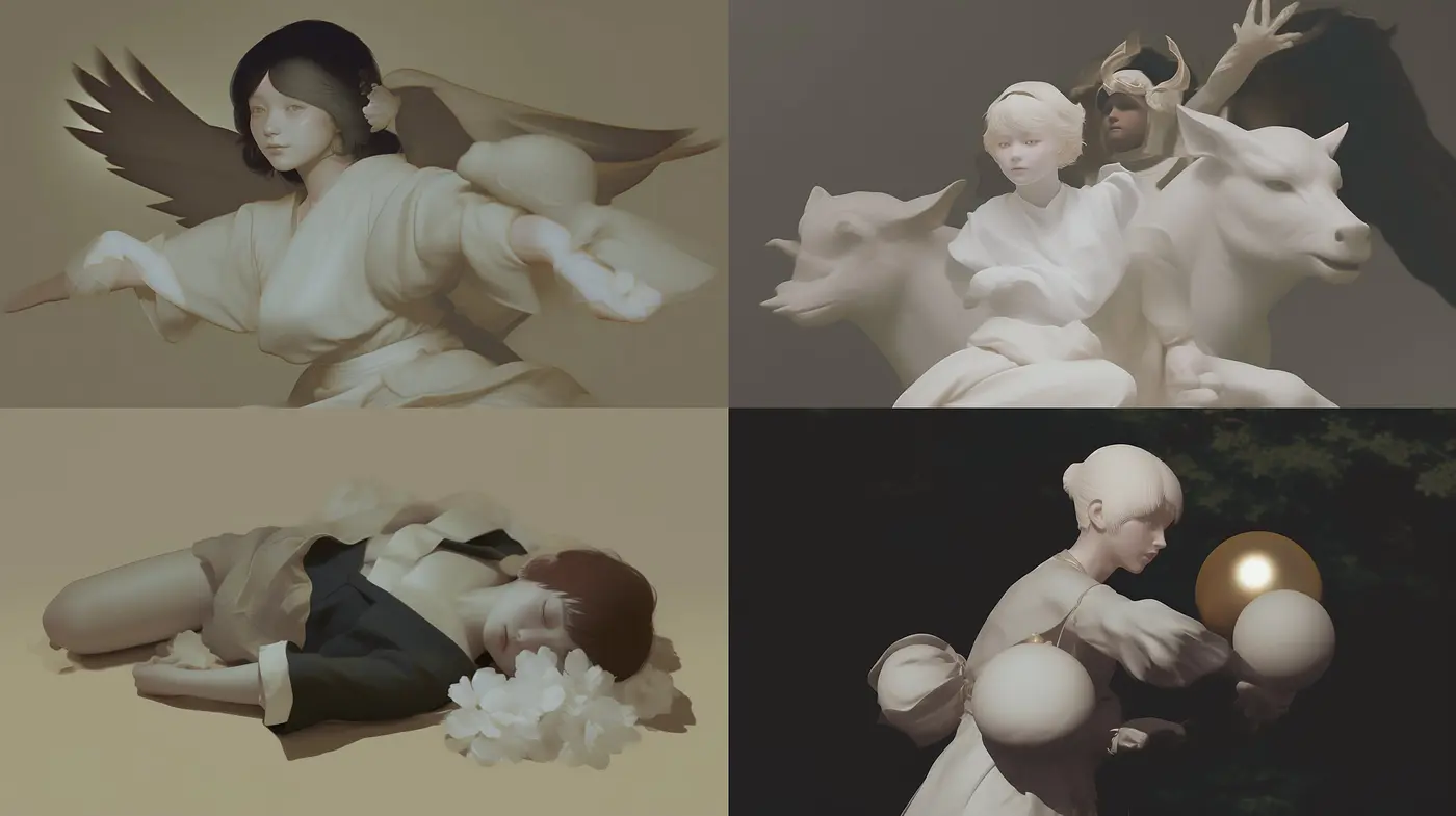 Consistent Elegance in Surrealistic Neoclassicism - Midjourney sref style
