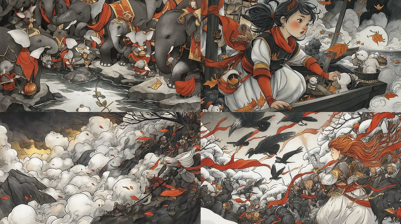 Enchantingly Whimsical and Detailed Fantasy Illustrations with a Narrative Depth - Midjourney sref style