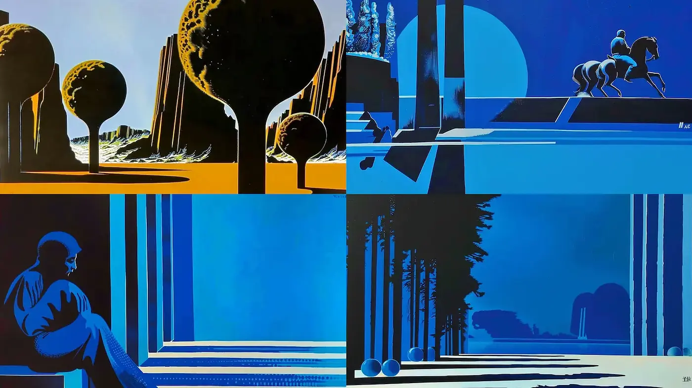 Bold Geometric Composition with a Retro Futuristic Aesthetic - Midjourney sref style