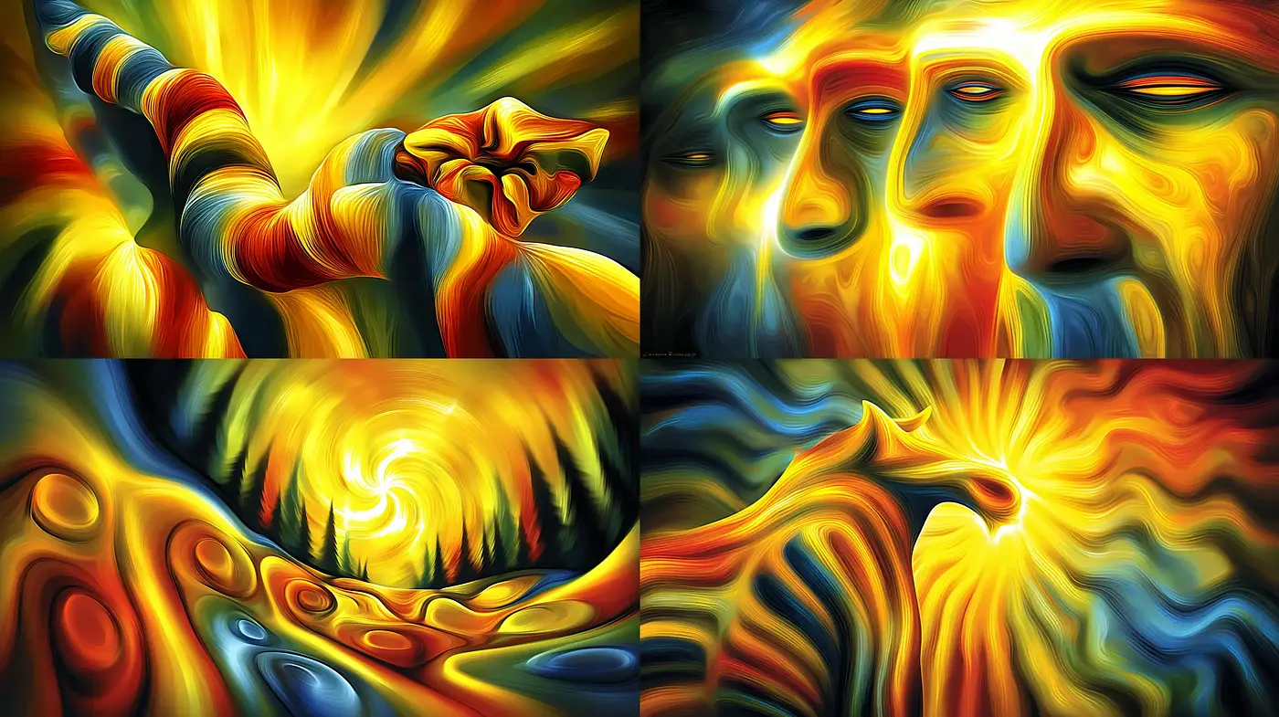 Vibrant and Fluid Abstract Imagery with Surreal Influences - Midjourney sref style