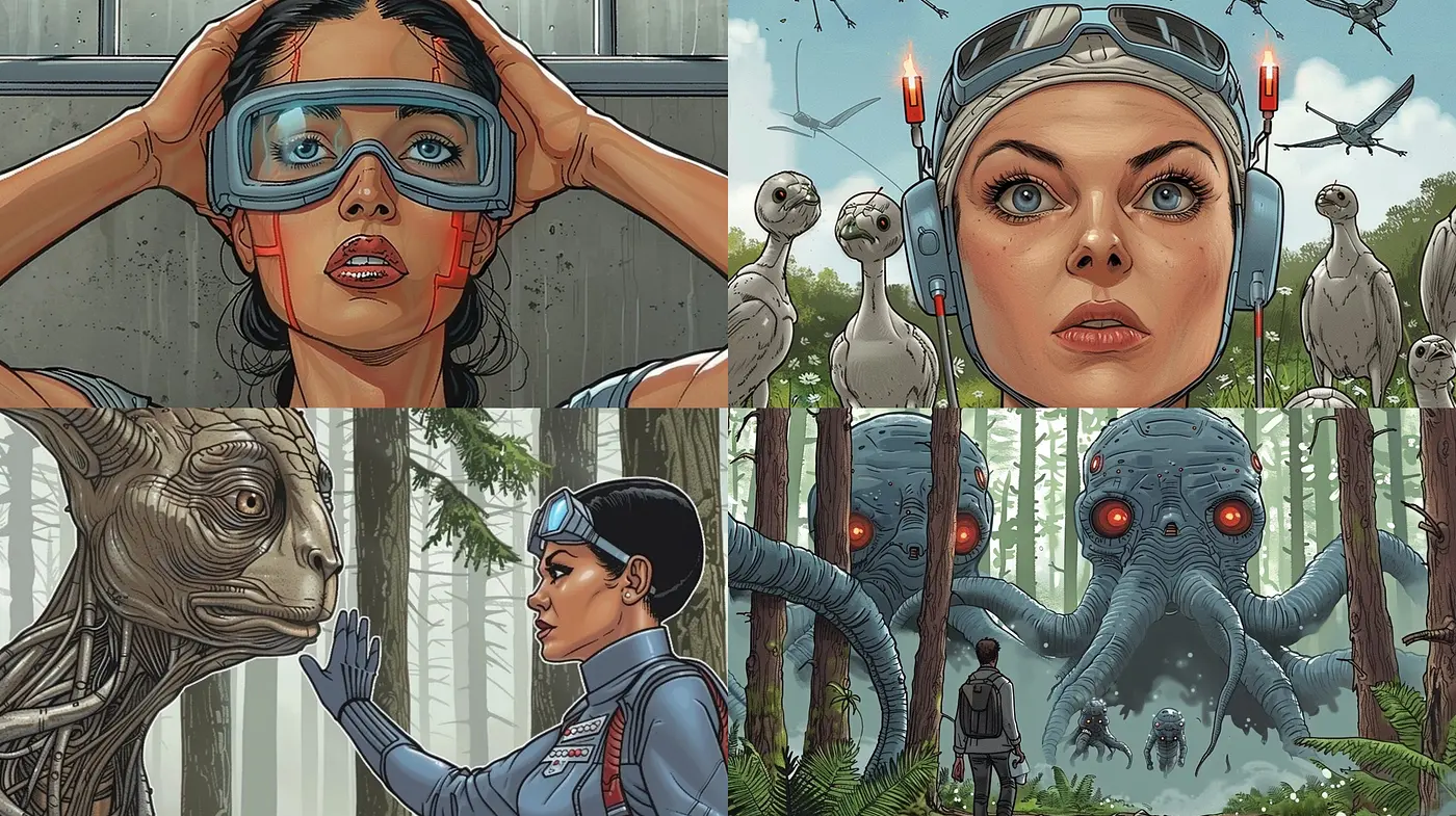 Futuristic Nostalgia in Vivid Comic Realism - Midjourney sref style