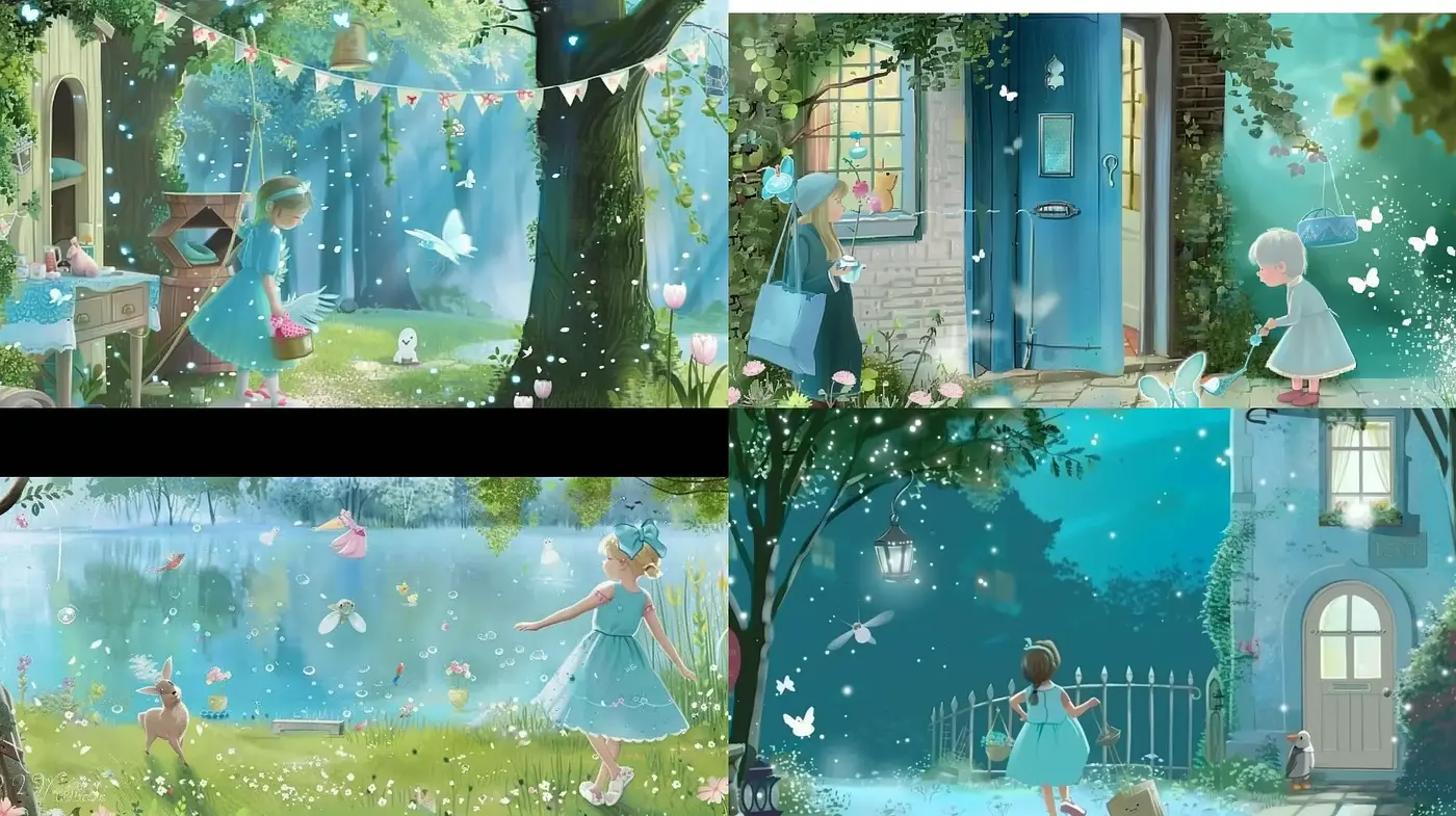 Whimsical Storybook Illustrations with Enchanting Pastel Tones - Midjourney sref style