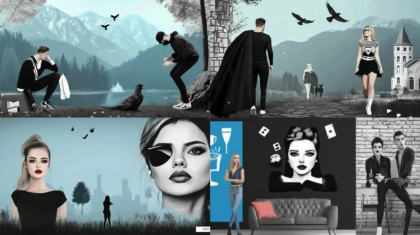 Monochromatic Elegance with a Surreal Twist - Midjourney sref style