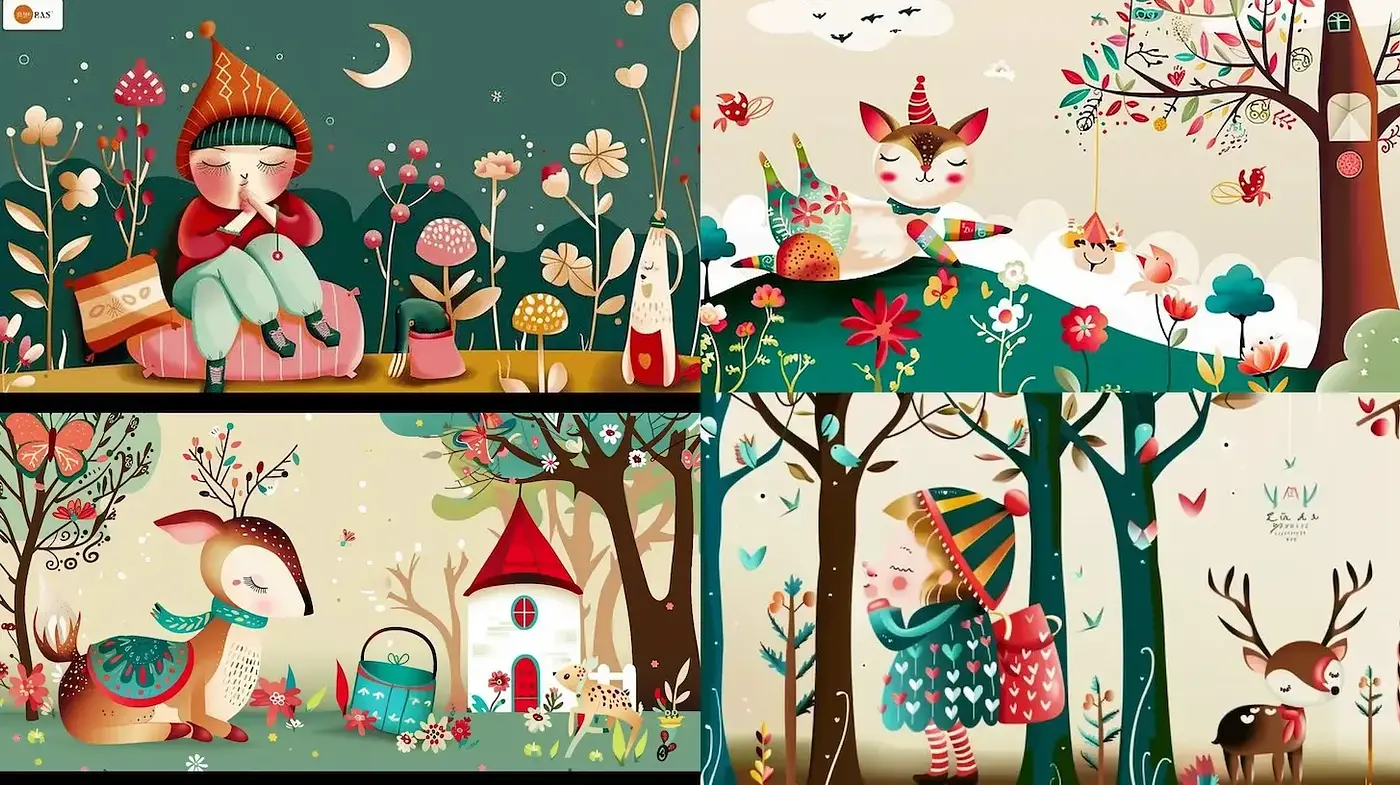Enchanted Whimsy: A Storybook Illustration Exploration - Midjourney sref style