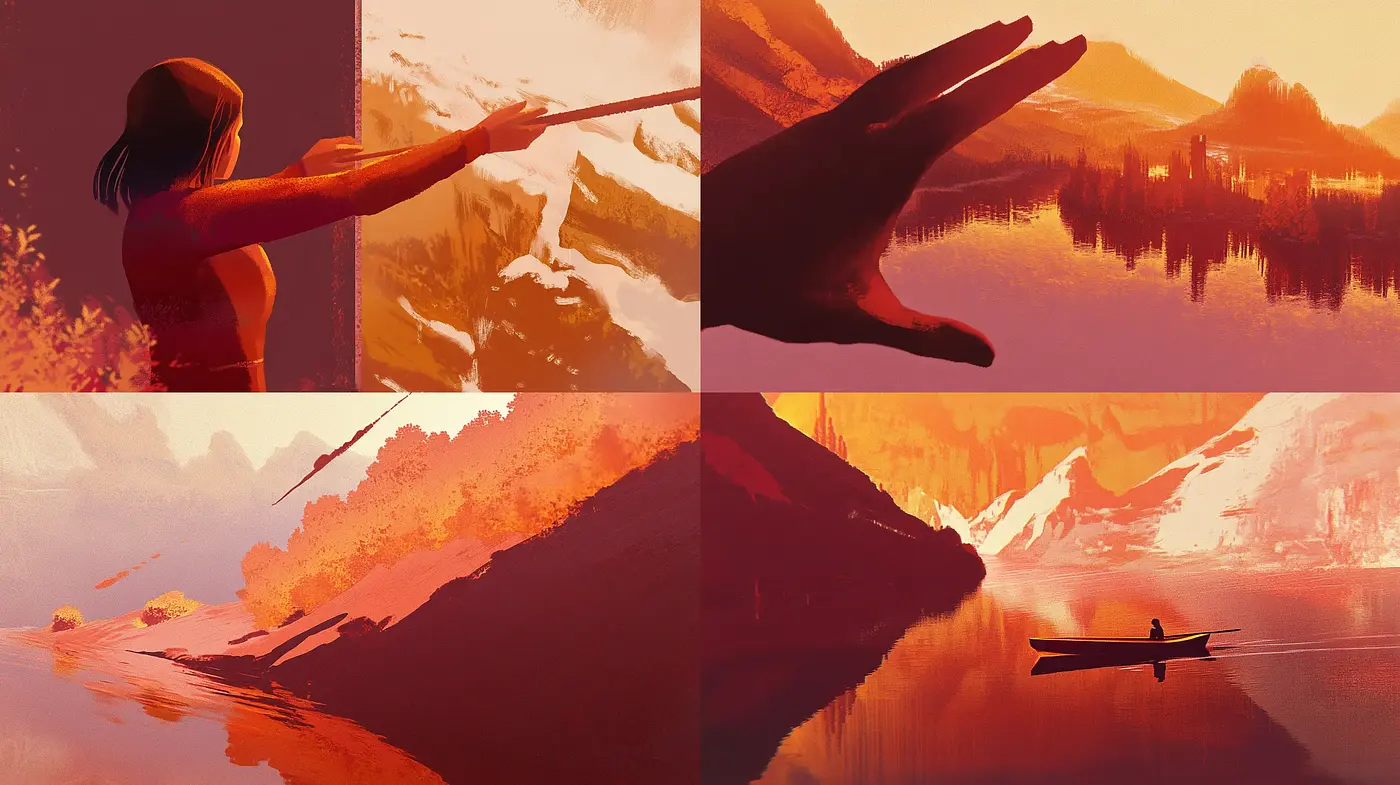 Warm Tonal Landscapes in Stylized Modern Impressionism - Midjourney sref style