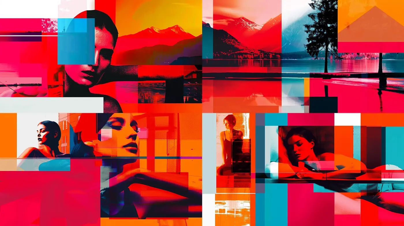Geometric Harmony: Vivid Contrasts and Abstract Narrative - Midjourney sref style