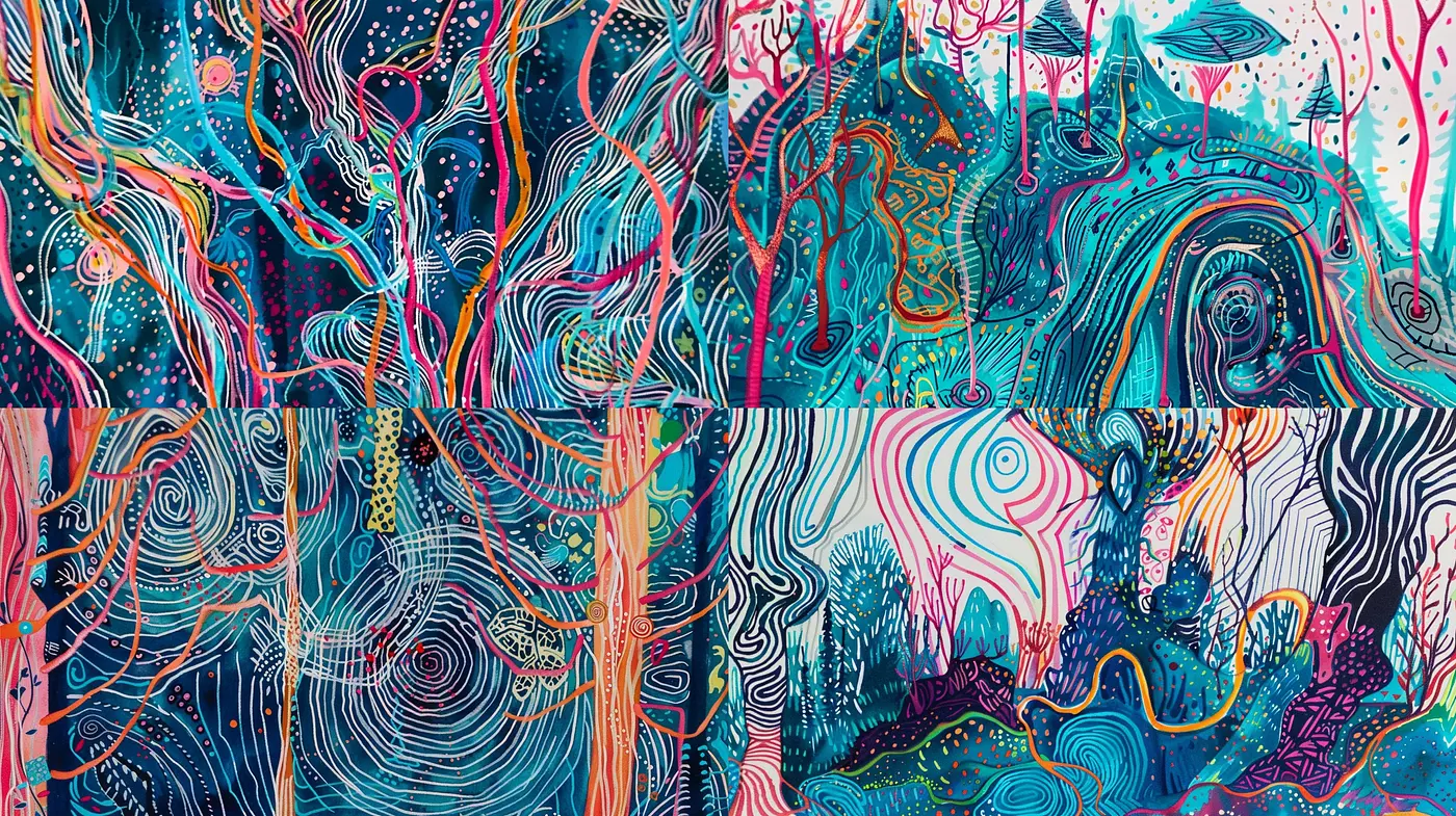 Ethereal Aquatic Dreamscape: A Fusion of Psychedelic Whimsy and Underwater Reverie - Midjourney sref style