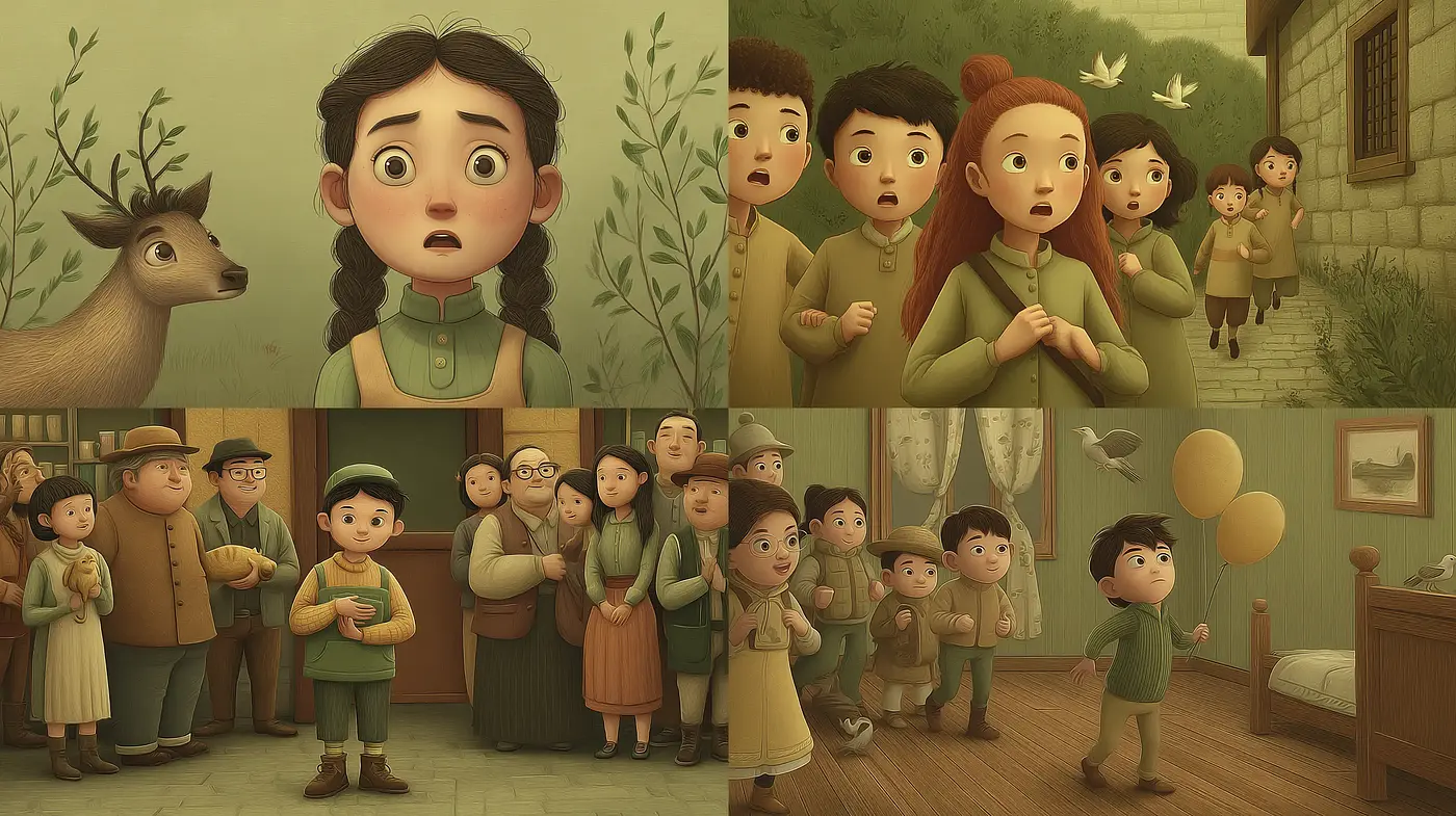 Whimsical and Emotional Narrative Style with a Soft Color Palette - Midjourney sref style