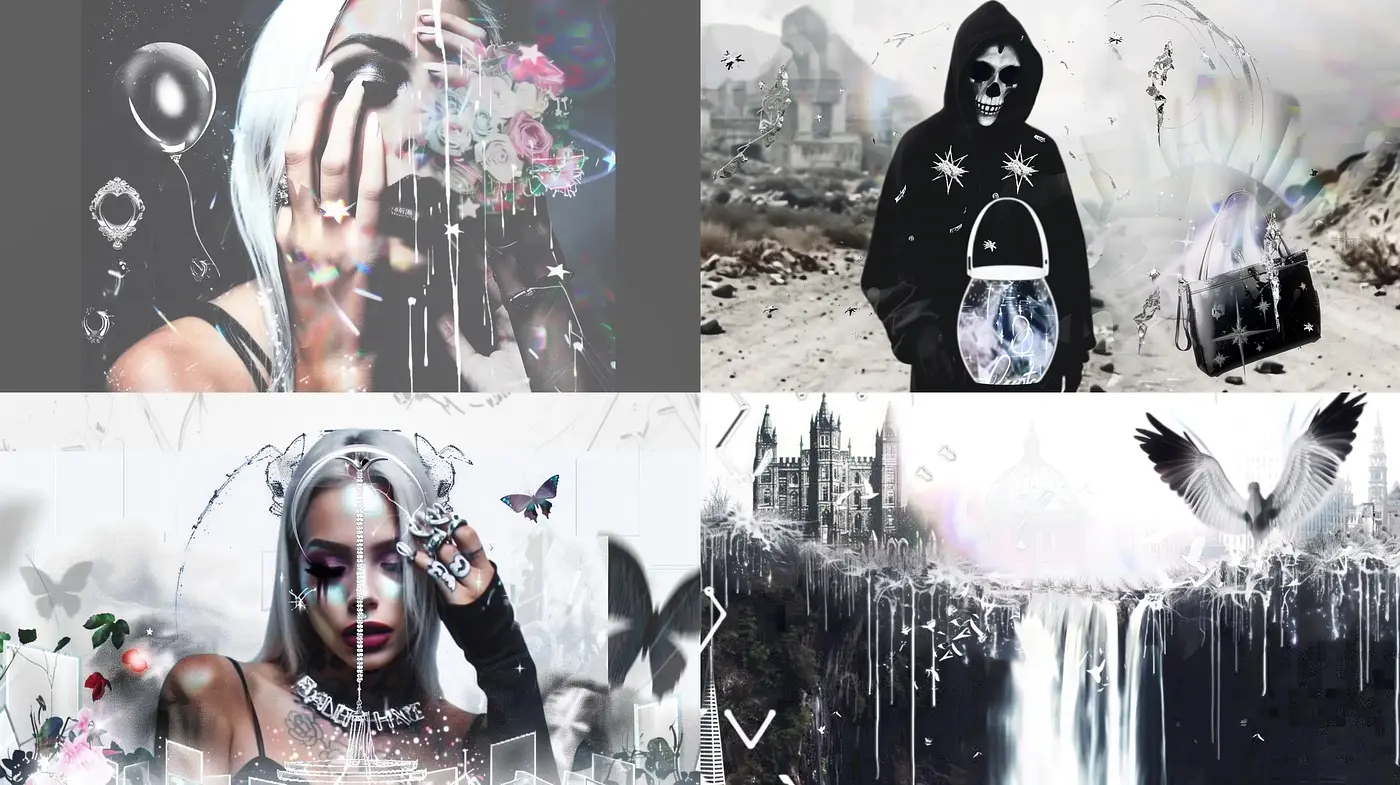 Ethereal Monochromatic Dreamscape with Surreal Elements - Midjourney sref style