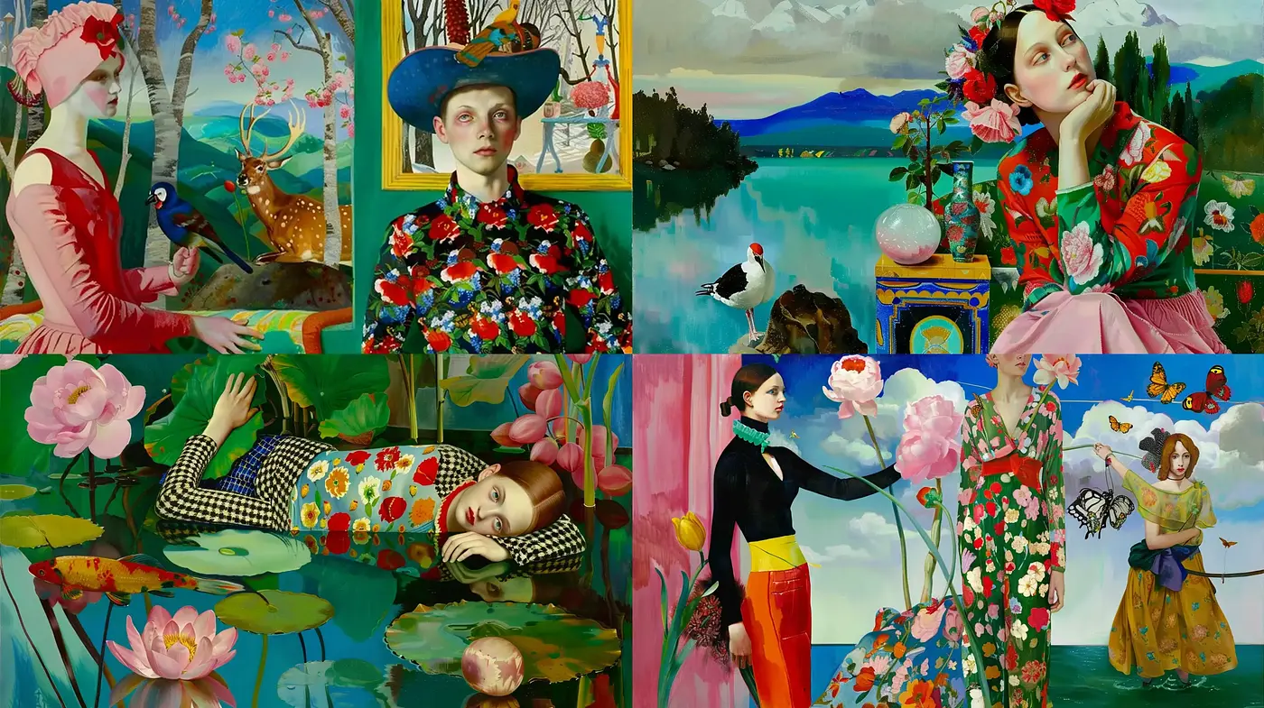 Lush Botanical Dreamscapes with a Surrealist Twist - Midjourney sref style