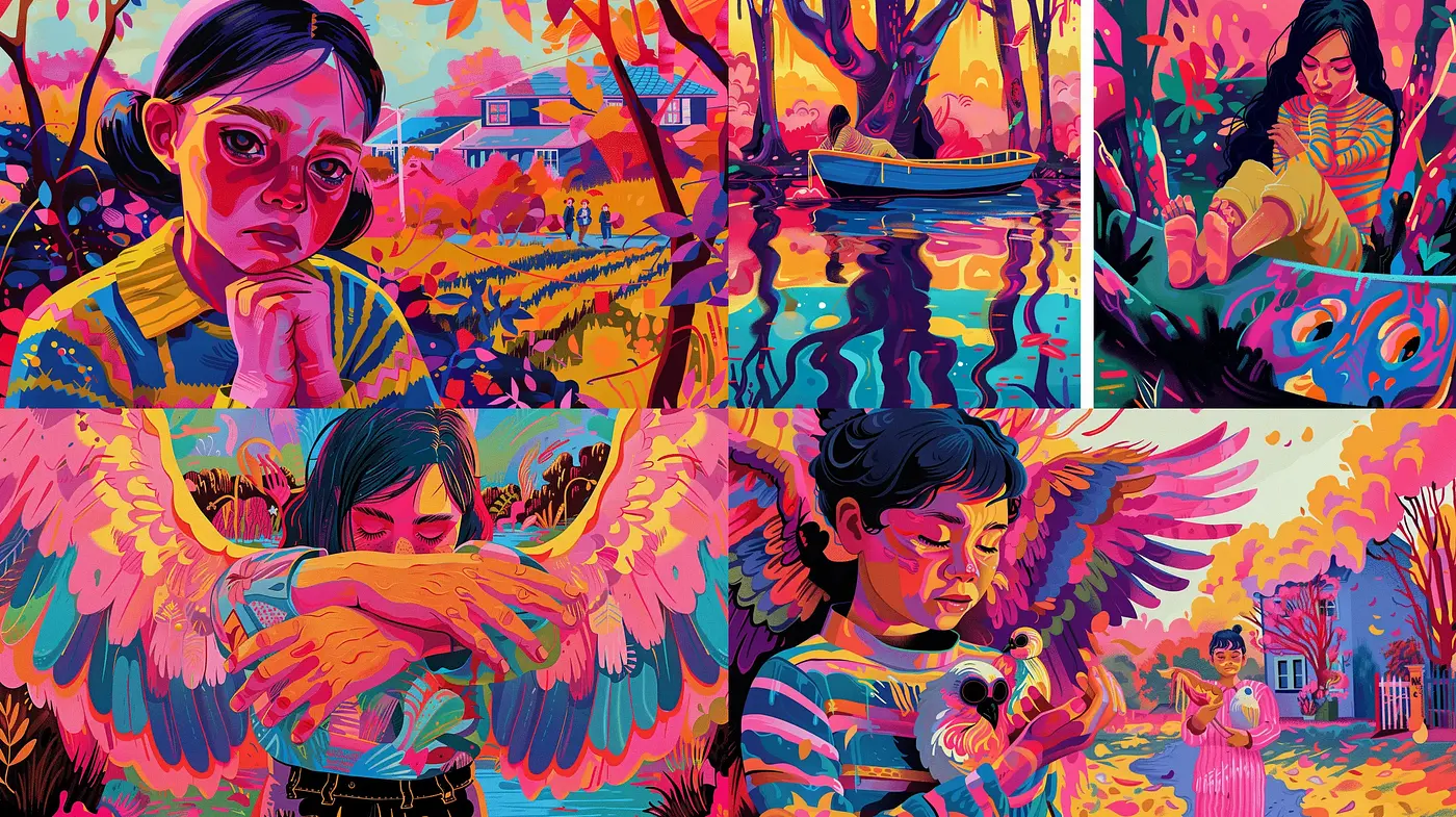 Vibrant Dreamscape Portraiture with Surrealist Undertones - Midjourney sref style