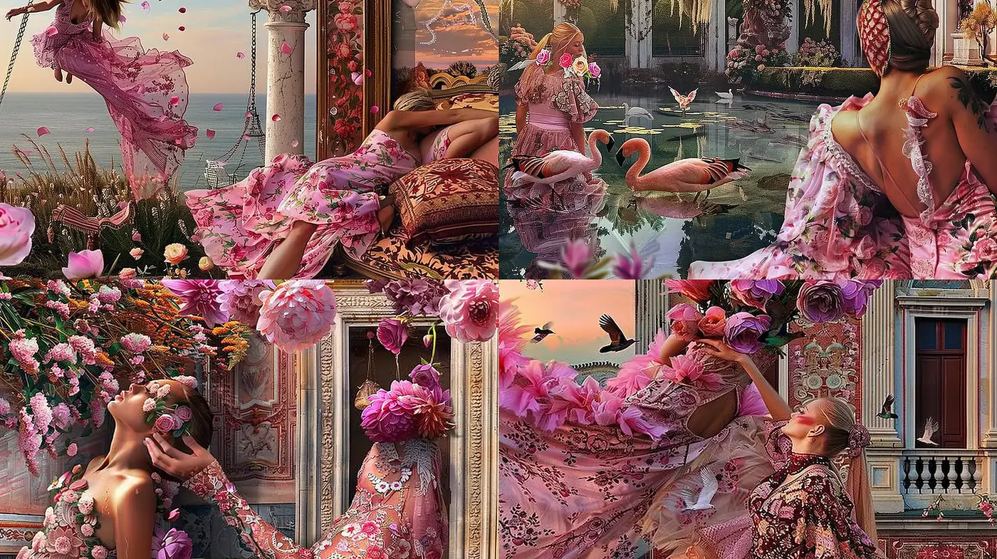 Baroque Revival in a Rococo Dreamland - Midjourney sref style