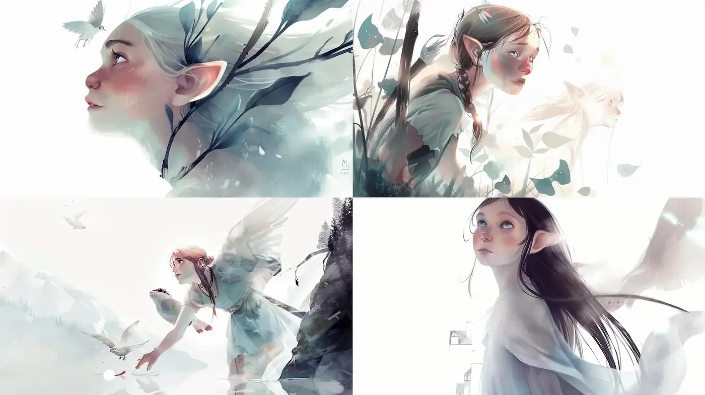 Ethereal and Dreamlike Fantasy Art with Natural Elements - Midjourney sref style