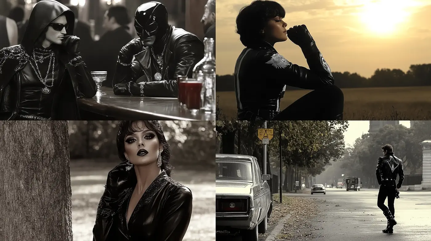 Sepia-Toned Cinematic Homage with Retro Glamour - Midjourney sref style